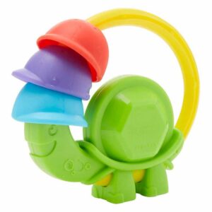 fisher price, turtle clacker, sonagli con giocattolo da dentizione 2 in 1, unisex, 3+ mesi