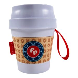 fisher price, coffee cup, sonagli con giocattolo da dentizione 2 in 1, unisex, 3+ mesi