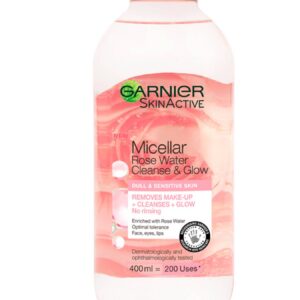 garnier, rose glow, elimina le impurità, acqua micellare, per tutti i tipi di pelle, 400 ml