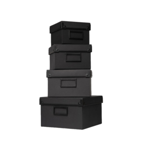 gift boxes set depot: depot, gwp cardboard box, black, 13 x 13 x 9 cm + depot, gwp cardboard box, black, 15.5 x 15.5 x 10 cm + depot, gwp cardboard box, black, 17.5 x 17.5 x 11 cm + depot, gwp cardboard box, black, 19.5 x 19.5 x 12 cm