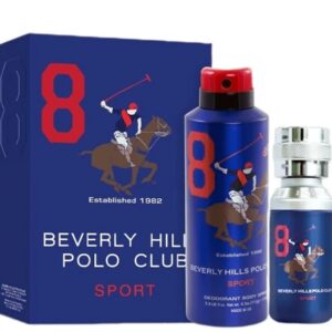 gift set beverly hills polo club: 1982 sport 8, eau de toilette, for men, 100 ml + 1982 sport 8, anti perspirant, deodorant spray, for men, 175 ml
