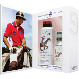 gift set beverly hills polo club: 1982 sport 8, eau de toilette, for men, 50 ml + 1982 sport 9, anti perspirant, deodorant spray, for women, 150 ml