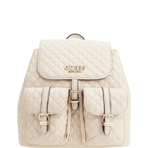 guess, adam flap, poliuretano, zaino in tessuto, pietra, per le donne