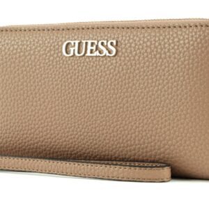 guess, alby, portafoglio in tessuto, slg grande zip, beige, per le donne