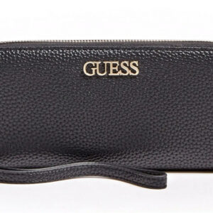 guess, alby, portafoglio in tessuto, slg grande zip, nero, per le donne