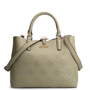 guess, amara, poliuretano, borsa in tessuto, logo 4g, verde, hwsg8493060, 29 x 22 x 14 cm