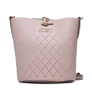 guess, amara bucket, pelle sintetica, borsa in tessuto, rosa cipria, hwxg8493010, per le donne, 18/23 x 20 x 14 / 14/18 x 18 x 7 cm