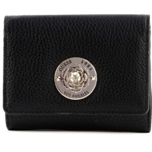 guess, belle, portafoglio in tessuto, piccolo, nero, per le donne