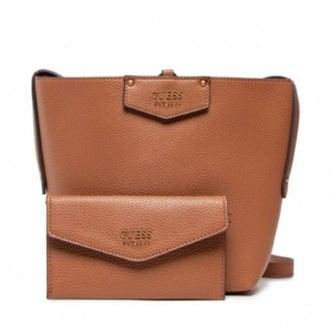 guess, brenton, pelle ecologica, borsa in tessuto, struttura rigida, caramello, 6432, per le donne, 22 x 18 x 9 cm