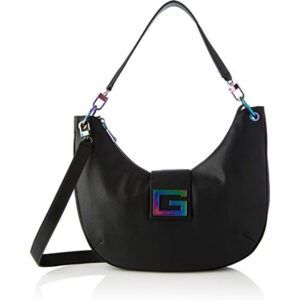 guess, brightside, poliuretano, borsa in tessuto, grande vagabondo, nero, per le donne