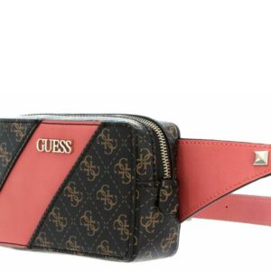 guess, camy, marsupio in tessuto, logo 4g, corallo/marrone, per le donne