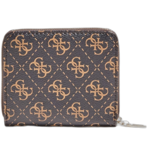 guess, camy, portafoglio in tessuto, slg piccola zip, marrone, per le donne