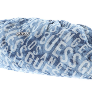 guess, central city, poliestere, borsa in tessuto, frizione denim, blu, per le donne, 37 x 20 x 11 cm