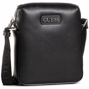 guess, dan, portadocumenti, borsa a tracolla in pelle, nero, mini, per uomini