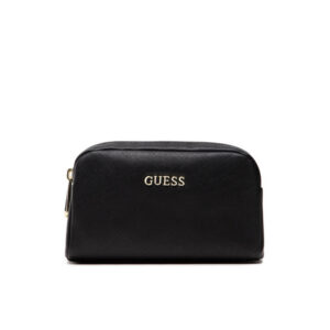 guess, earlene, poliestere, borsa in tessuto, doppia zip, nero, per le donne, 10 x 18 x 7,5 cm