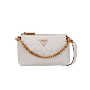 guess, elenia, mini, borsa a tracolla in tessuto, pietra, qb867772, per le donne