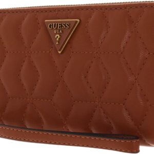 guess, elenia, portafoglio in tessuto, slg grande zip, cognac, per le donne