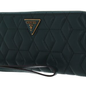 guess, elenia, portafoglio in tessuto, slg grande zip, foresta, per le donne