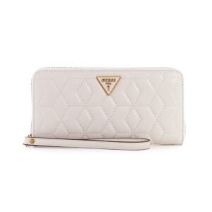 guess, elenia, portafoglio in tessuto, slg grande zip, pietra, per le donne