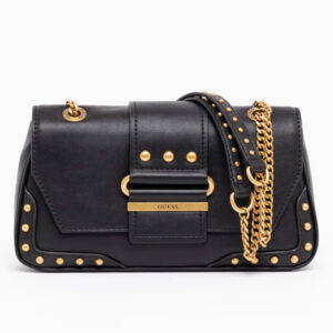 guess, greta, poliuretano, borsa a tracolla in tessuto, nero, hwvb81 29210, 16 x 29 x 5,3 cm, per le donne