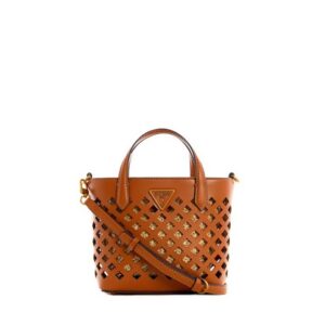 guess, aqua mini shopper, borsa in tessuto, marrone, hwvb8566750, 23 x 17 x 8 cm