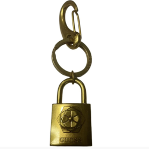 guess, guess, portachiavi in metallo, rw7423, oro antico