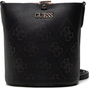 guess, amara, poliestere, borsa in tessuto, logo 4g, nero, hwsg8493010, 22 x 20,5 x 14 cm