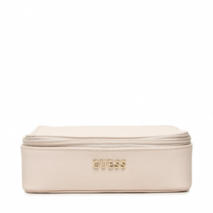 guess, holdall, pelle sintetica, borsa in tessuto, portagioie, panna, per le donne, 18 x 6 x 18 cm