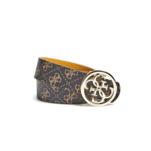 guess, jensen not ajuster et rev, modello bifacciale, cintura in tessuto, marrone, giallo senape, per le donne, taglia m