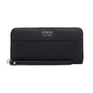 guess, katey, portafoglio in tessuto, slg grande zip, nero, per le donne