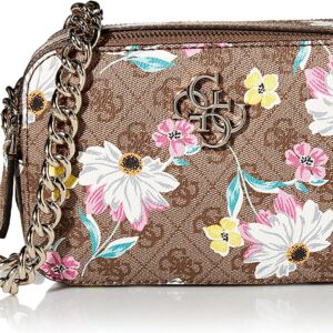 guess, noelle, scomparti con doppia zip, borsa a tracolla in tessuto, floreale, 20,32 x 7,62 x 13,97 cm, per le donne