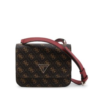 guess, noelle, logo 4g, borsa a tracolla in tessuto, marrone, hwql78 79780, 18,5 x 14,5 x 7 cm, per le donne