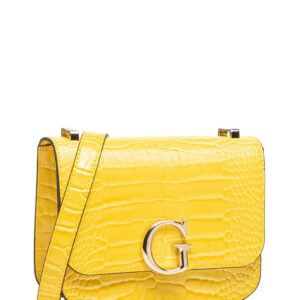 guess, corily, borsa a tracolla in tessuto, giallo, 18,5 x 14,5 x 7 cm, per le donne