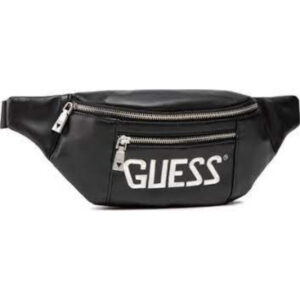 guess, salameda, pelle, marsupio in tessuto, nero, 29,5/39 x 14 x 7 cm, per uomini