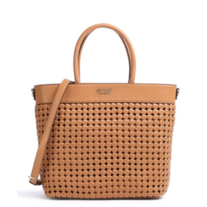 guess, sicilia, pelle sintetica, borsa in tessuto, scomparto foderato, cognac, hwwg8490230, 30 x 30 x 12 cm