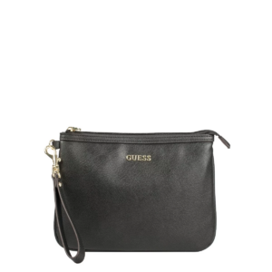 guess, vanille, pelle sintetica, borsa in tessuto, articoli da toeletta, nero, per le donne, 25 x 19 x 2 cm