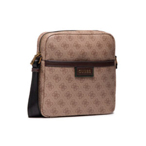 guess, vezzola, portadocumenti, borsa a tracolla in tessuto, marrone, per le donne