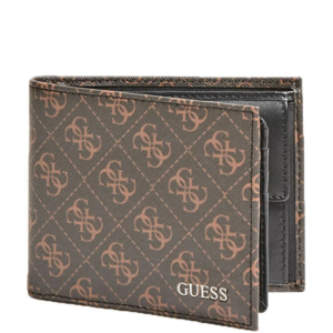 guess, vezzola, portafoglio in tessuto, portafoglio, w/sf w/cp, logo marrone, per uomini