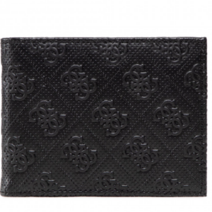 guess, vezzola, portafoglio in tessuto, dettaglio del logo, smeschlea20, nero, per uomini