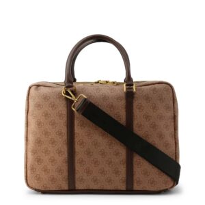 guess, vezzola, poliuretano, ventiquattrore in tessuto, scomparto per laptop, marrone, per uomini