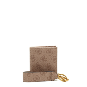 impostare, guess, vezzola, portafoglio in tessuto, portachiavi con logo 4g, gbox sm bfld con cp&krn, beige, per uomini