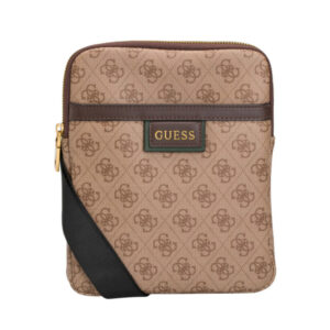 guess, vezzola, borsa a tracolla in tessuto, marrone, 19 x 24 x 2 cm, per uomini