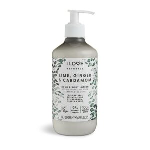 i love, naturals collection, vegano, idratante, lime, zenzero & cardamomo, lozione, per mani e corpo, 500 ml
