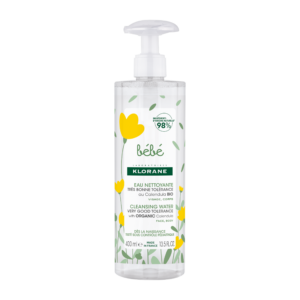 klorane, baby, pulizia delicata, acqua detergente, per viso e corpo, 400 ml