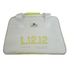lacoste, eau de lacoste l.12.12 blanc, poliestere, borsa in tessuto, borsa da viaggio/palestra, bianco, per le donne, 48 x 18 x 30 cm