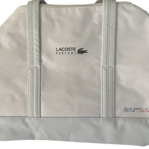 lacoste, eau de lacoste l.12.12, poliestere, borsa in tessuto, borsa da weekend, bianco, unisex, 16 x 10 x 10 pollici