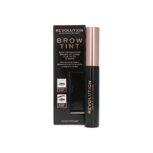 makeup revolution, brow tint, gel per sopracciglia, marrone scuro, 6 ml