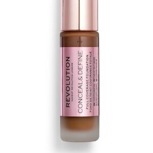 makeup revolution, conceal & define, senza olio, fondotinta in crema, f 15, 23 ml