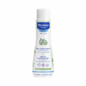 mustela, mustela, avocado, pulizia delicata, gel detergente, per viso & capelli, 200 ml
