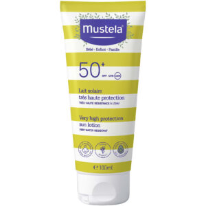 mustela, very high protection, resistente all'acqua, lozione solare, spf 50+, 100 ml